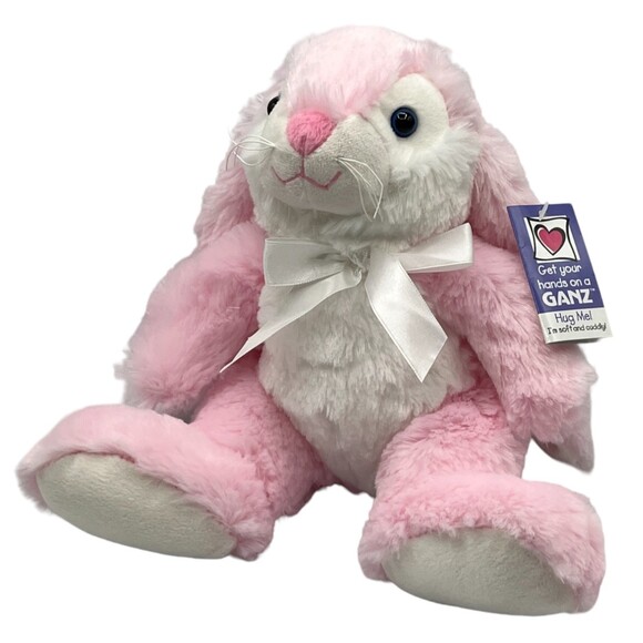 Get Your Hands on a GANZ Tipper Pink White Bunny Rabbit Plush Stuffed Animal NWT - Picture 2 of 13